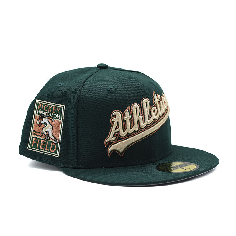 海外限定 NEW ERA OAKLAND ATHLETICS RICKEY HENDERSON FIELD DARK GREEN COPPER 59FIFTY FITTED CAP