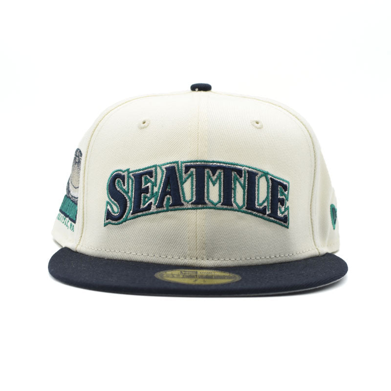 海外限定 NEW ERA SEATTLE MARINERS KINGDOME LEGENDS CREAM SCRIPT FITTED HAT