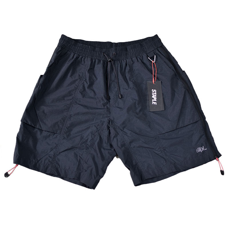 STAPLE CARLTON NYLON ZIP SHORT BLACK