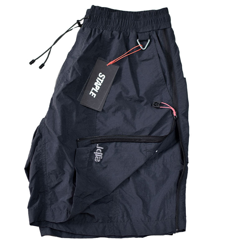 STAPLE CARLTON NYLON ZIP SHORT BLACK