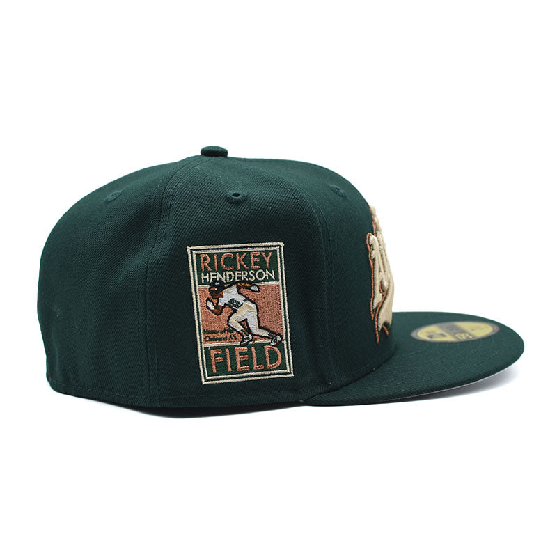 海外限定 NEW ERA OAKLAND ATHLETICS RICKEY HENDERSON FIELD DARK GREEN COPPER 59FIFTY FITTED CAP