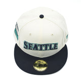 海外限定 NEW ERA SEATTLE MARINERS KINGDOME LEGENDS CREAM SCRIPT FITTED HAT