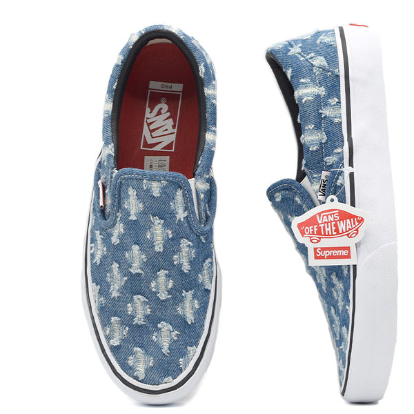 Supreme × Vans Slip-On Hole Punch Denim "Blue"