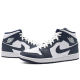 NIKE AIR JORDAN 1 MID "White Metallic Gold Obsidian" 554724-174